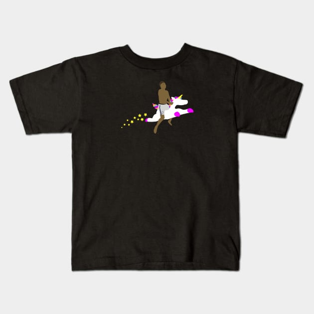 Saka Riding Unicorn Kids T-Shirt by NerdShizzle